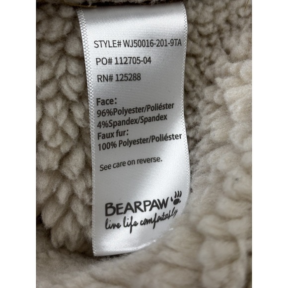 Bearpaw Faux Shearling Sherpa Jacket Tan Cream Zip Moto Coat Womens M - Picture 9 of 9
